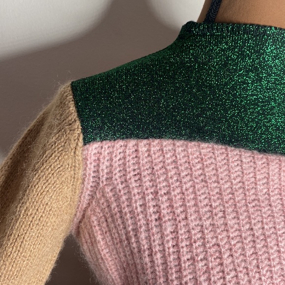 Scotch & Soda OK Bye Selina mohair blend colorblock high neck fuzzy sweater XS - Picture 10 of 16